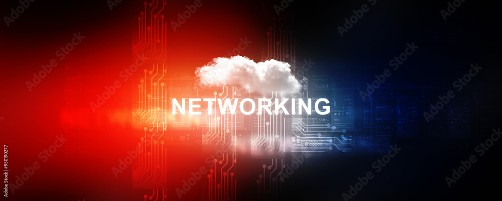 Poster 2d illustration abstract cloud networking background