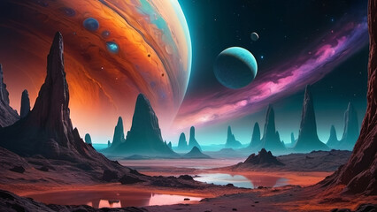 lush alien planet in a distant galaxy