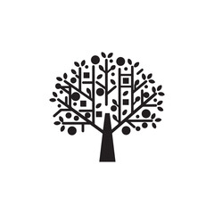 tree black silhouette vector art illustration design