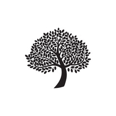 Naklejka premium tree black silhouette vector art illustration design