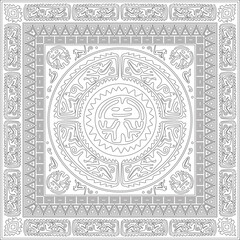 Native American vector square contour pattern. Geometric shapes in a rectangle