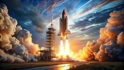 Rocket prepped for launch on background, rocket, space, technology,background, isolated, launch, preparation