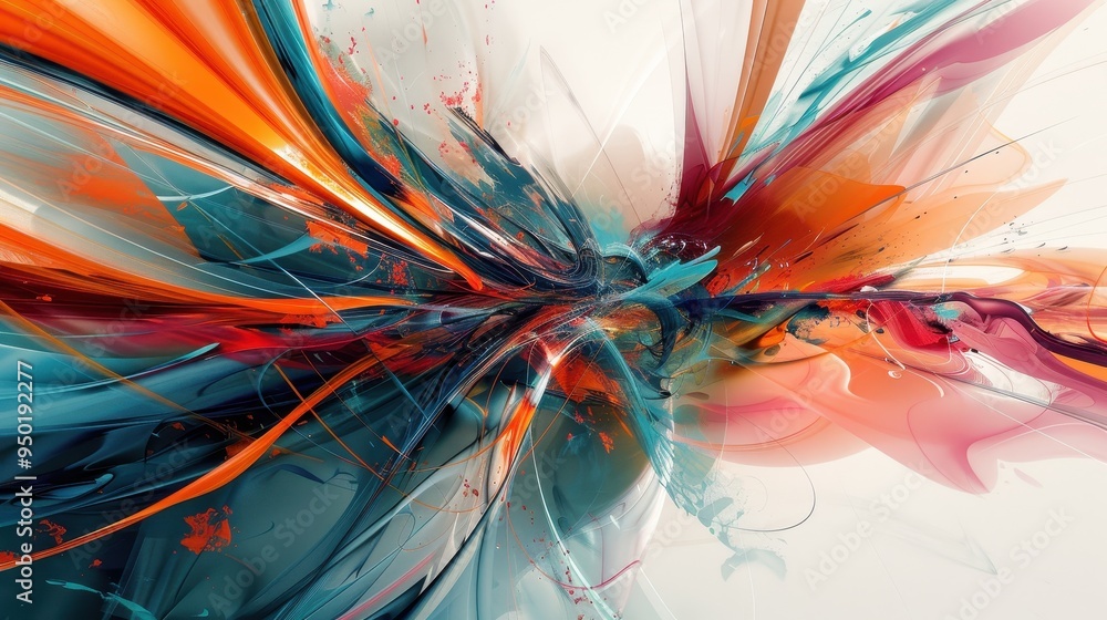 Aufkleber vivid abstract art showcasing dynamic colors and flowing shapes in a bold composition