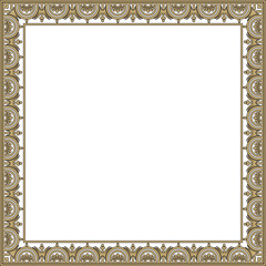 Vector square gold with black border, frame, Pompeii. Rectangle Neopolitan ornament. Art of Ancient Rome. Template for stained glas