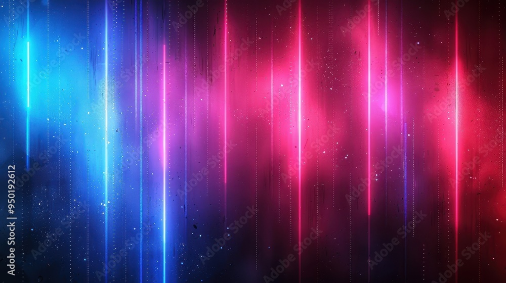Poster dynamic abstract background with glowing red and blue neon light rays and vibrant gradient patterns