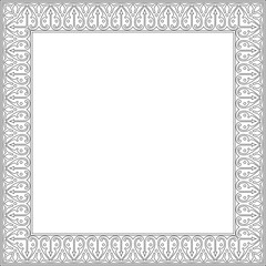 Vector black contour Arabic national square ornament.  Ethnic rectangle, frame of eastern peoples. Persian painting