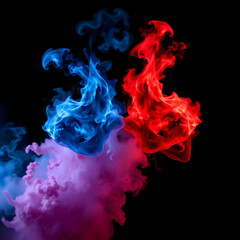 Black modern background with blue versus red smoke effect