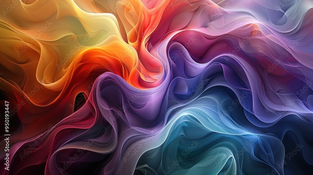 Aufkleber vibrant abstract artwork showcasing flowing waves of color in a vivid, dynamic pattern