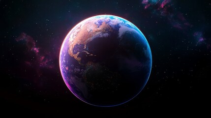 Obraz premium A stunning view of Earth surrounded by cosmic colors, showcasing the beauty of our planet in the vast universe.