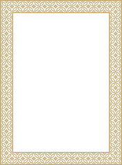 Vector golden Chinese rectangle, frame. Square ornaments of oriental peoples, korea, taiwan, china, hong kong, indonesi