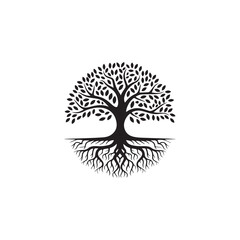 tree black silhouette vector art illustration design