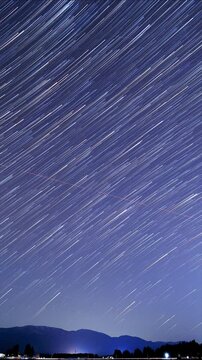 星空のタイムラプス　縦向き　縦型動画　サイネージ
