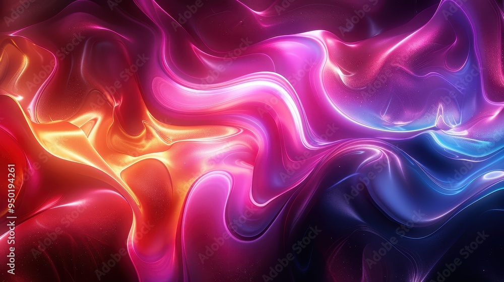 Poster a vibrant abstract composition showcasing swirling colors and dynamic shapes in a harmonious blend