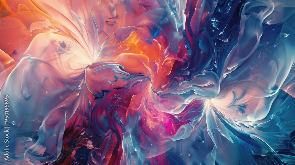 Poster vibrant abstract swirls of color creating a dynamic visual experience in a fluid composition