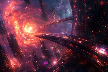 Fototapeta premium Filamentary Galactic Structure of Shimmering Plasma Streamers and Luminous Cosmic Web