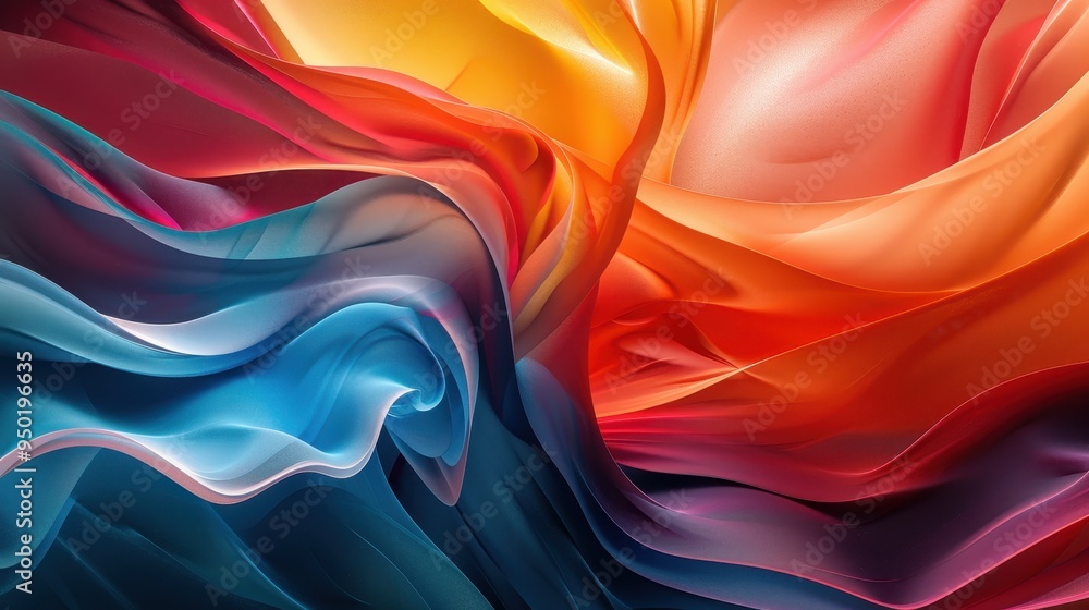 Poster colorful abstract fabric waves flowing seamlessly in a dynamic composition