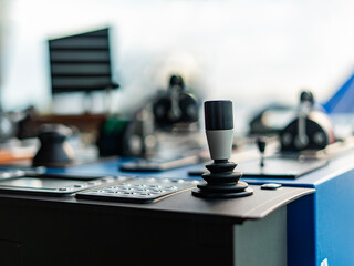 Ship control on the bridge. The captain's bridge.