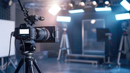 camera on stage with projector