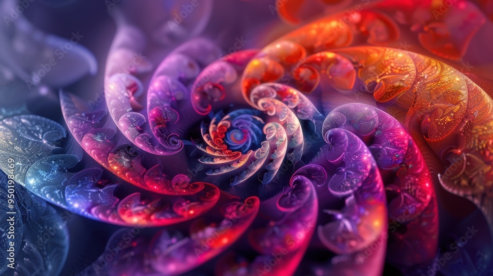 Poster a vibrant swirl of abstract patterns in deep colors, showcasing intricate designs and shapes