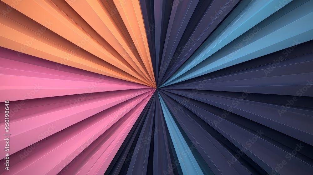 Poster colorful abstract background with vibrant geometric shapes radiating from the center, creating a dyn