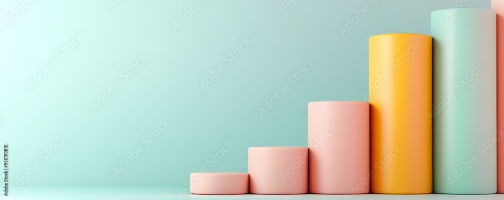 Poster colorful bar graph on a light background representing growth and progress in various sectors and ind