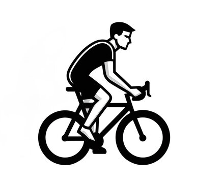 recommend clip art: Isolated black and white vector illustration of athlete cyclist on white background.	