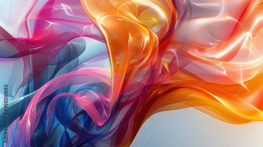 Poster vibrant, abstract shapes on a soft background create a dynamic visual experience