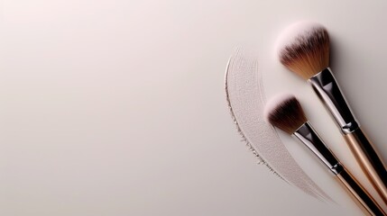 make up brushes on white background