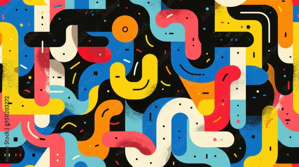 Poster colorful seamless lines pattern showcasing bright abstract shapes in a vibrant generative art style