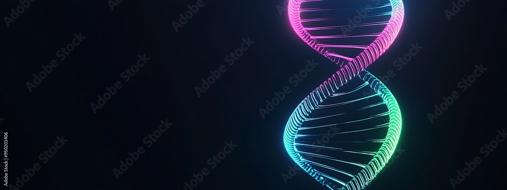 Poster neon-glowing double helix dna structure