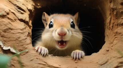 Cheerful Chipmunk in Burrow