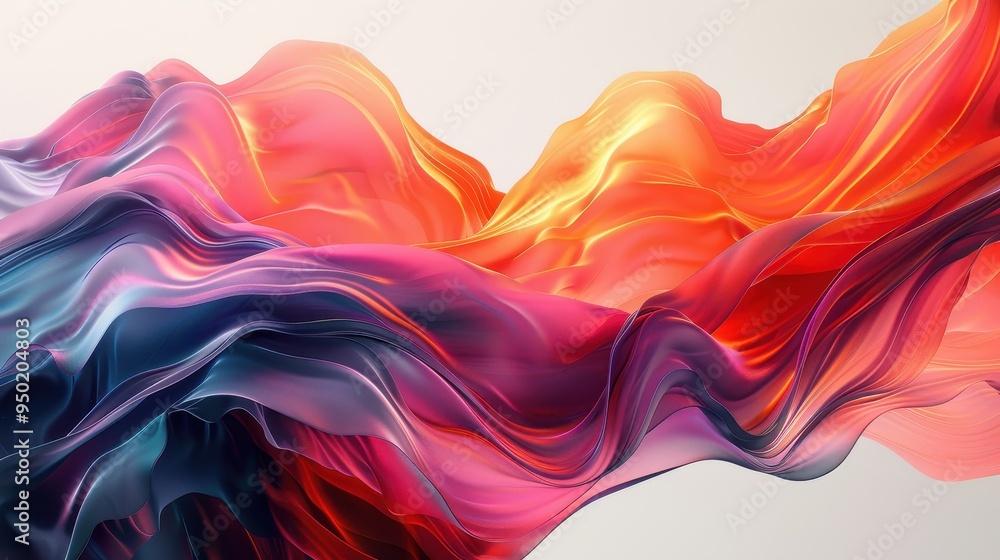 Poster vibrant abstract waves of color flowing together in a serene composition with smooth transitions