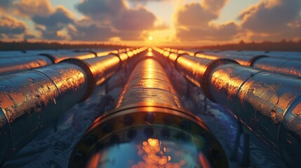 Modern fuel pipeline in India during sunset showcasing the oil and gas industry's infrastructure