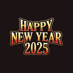 Retro style letter and number Happy New Year 2025 element design