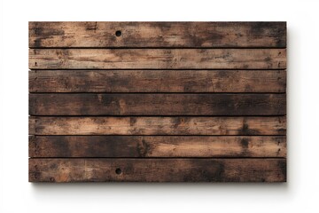 A wooden sign with holes in it. The sign is old and has a rustic appearance. The holes in the wood give it a worn and weathered look. The sign is placed on a white background