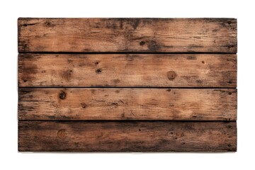 A wooden sign with holes in it. The sign is old and has a rustic appearance. The holes in the wood give it a worn and weathered look. The sign is placed on a white background