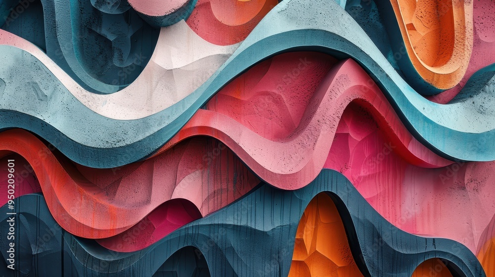 Poster colorful abstract waves creating a dynamic visual experience in intricate patterns and textures