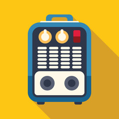 Inverter welding machine on yellow background with long shadow