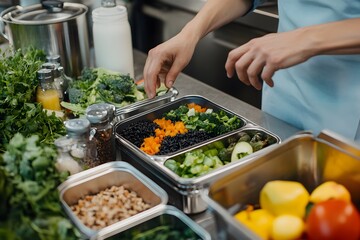 Obraz premium person was preparing a meal in their lunch box