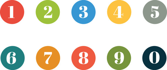 simple color bullet points stroke round number set from one to nine simple flat style the numbers on the blue circles are lined up
