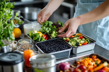 Obraz premium person was preparing a meal in their lunch box