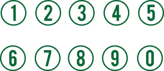  color bullet points stroke round number set from one to nine simple flat style the numbers on the blue circles are lined up
