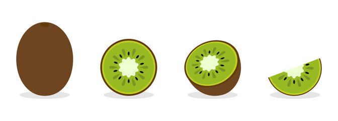Kiwi Fruit Whole and Sliced Illustrations