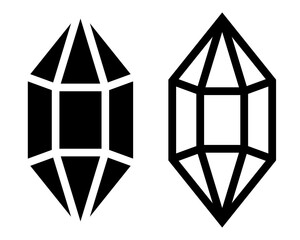 Geometric Gemstone Icons in Solid and Outline Gem