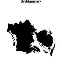 Syddanmark region blank outline map