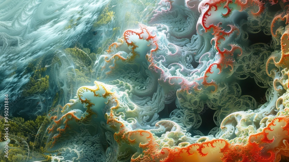 Poster abstract artwork showcasing intricate colors and swirling patterns in a vibrant composition