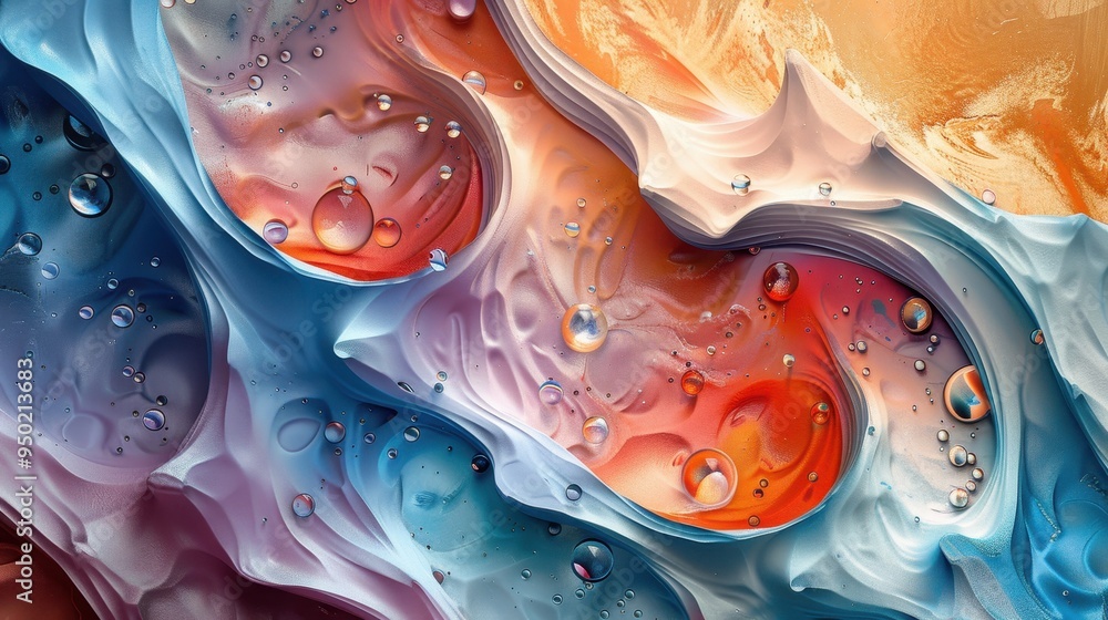 Aufkleber a vibrant abstract composition featuring flowing colors and textured patterns with water droplets