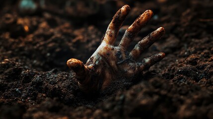 Halloween, dead hand coming out from the soil 
