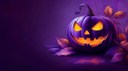 halloween purple background with pumpkin