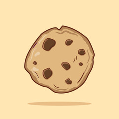 Illustration of a chocolate cookies in cartoon style. Food snack icon concept isolated